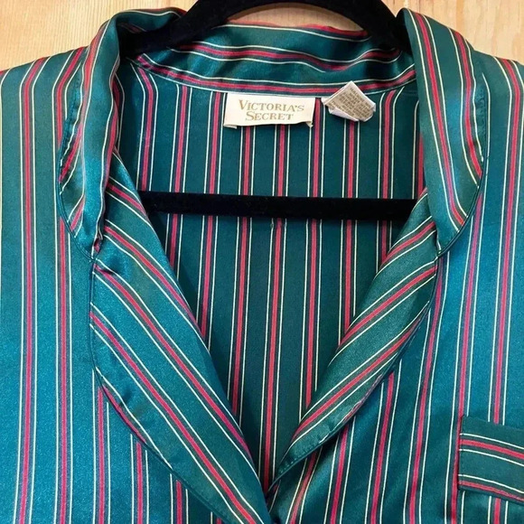 Victoria's Secret Womens Vintage Gold Label Striped Pajama Large Green XM EXC - Picture 6 of 12